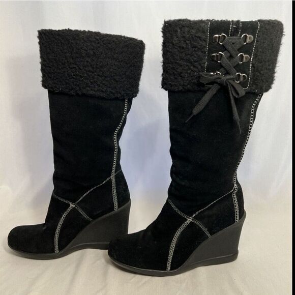 REACTION BY KENNETH COLE SUEDE LEATHER FALL WINTER  WEDGE S BOOT - Picture 1 of 15